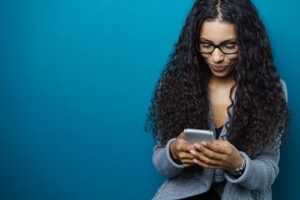 Women checking her cell phone